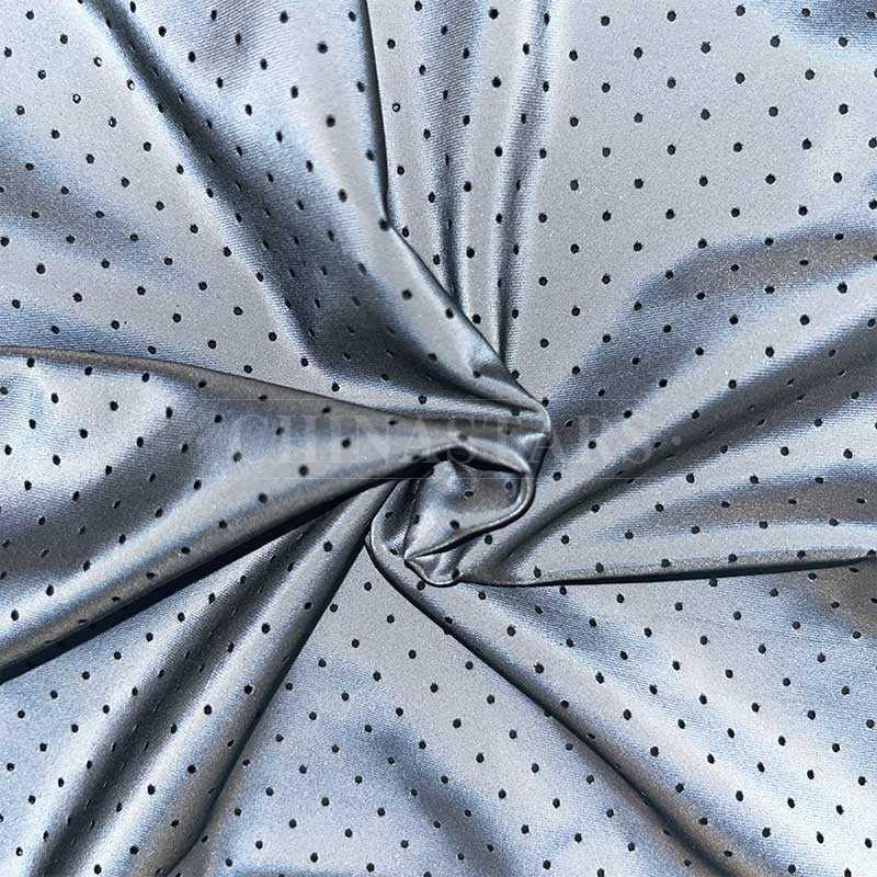 Tessuto elasticizzato riflettente traforato per abbigliamento moda