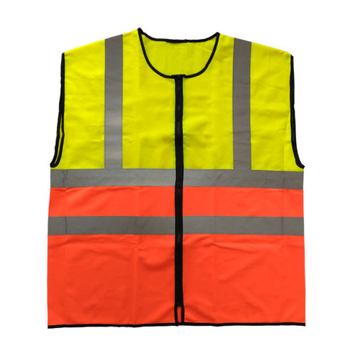 Two-tone color reflective vest with zipper closure