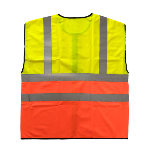 Two-tone color reflective vest with zipper closure