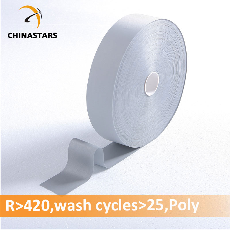 100% polyester silver reflective tape meeting EN 20471