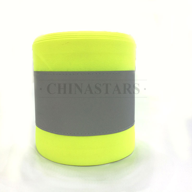 CSR-1303-TF High visibility Reflective ribbon sewed on tricot fabric ...