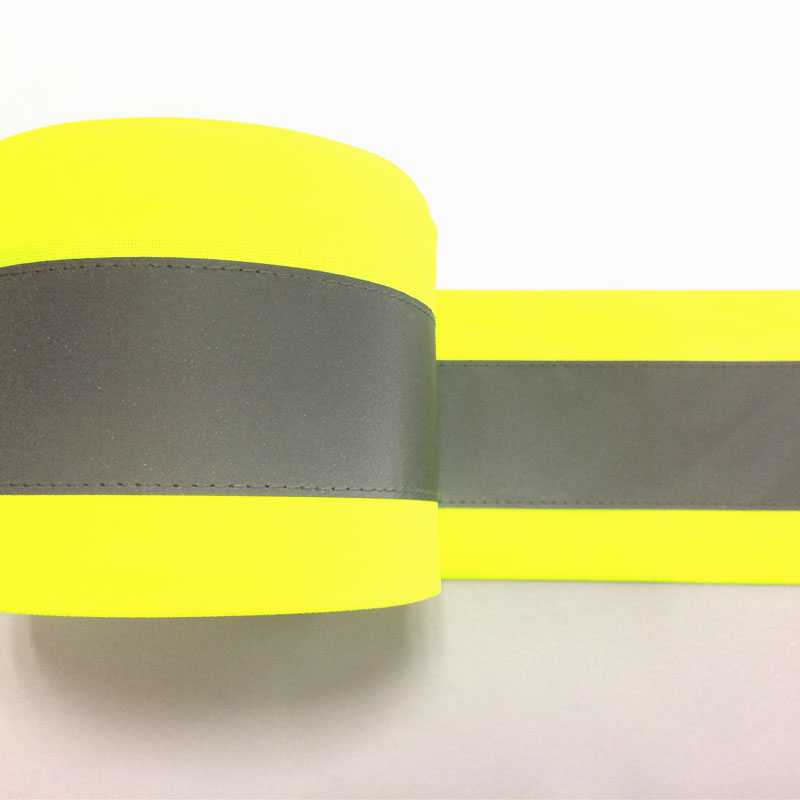 High visibility Reflective ribbon sewed on tricot fabric