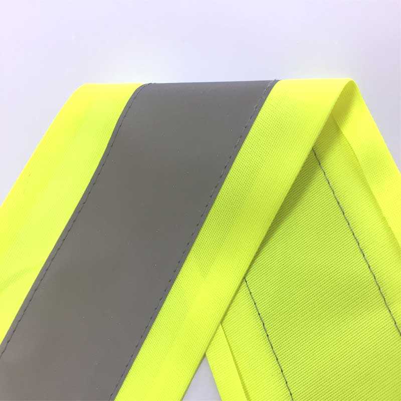 High visibility Reflective ribbon sewed on tricot fabric