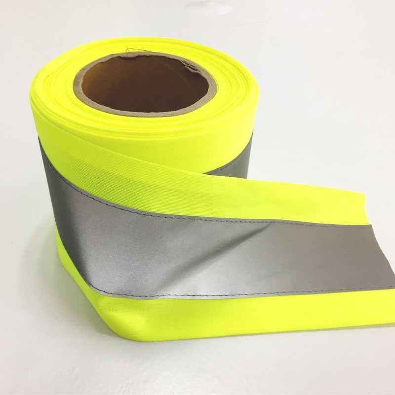 High visibility Reflective ribbon sewed on tricot fabric