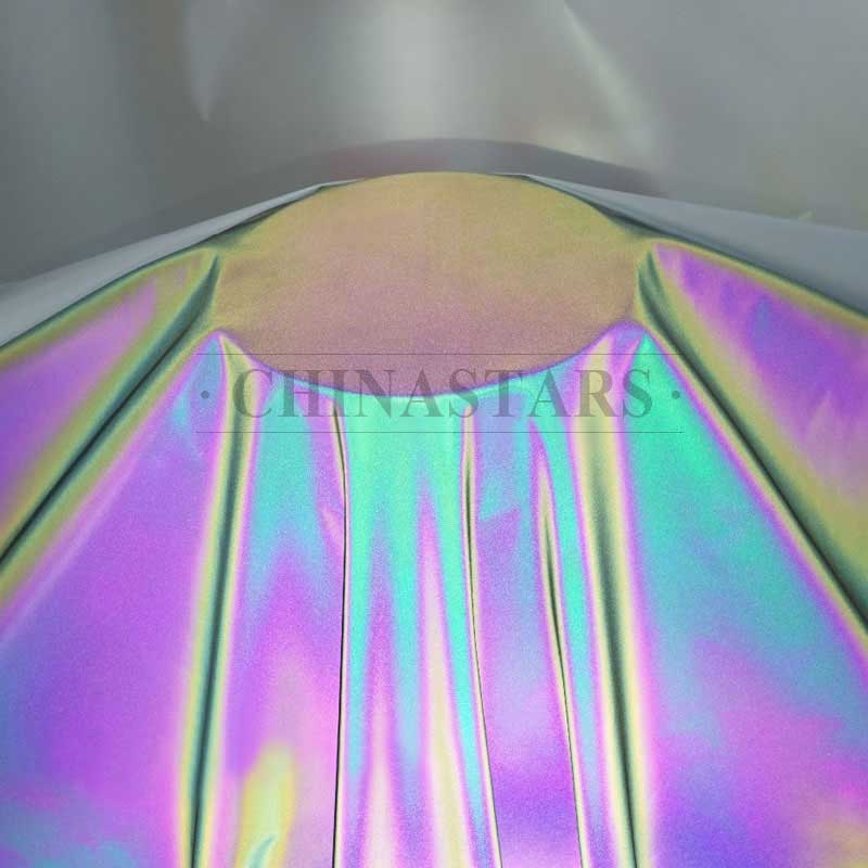 Iridescent rainbow reflective fabric for fashion design