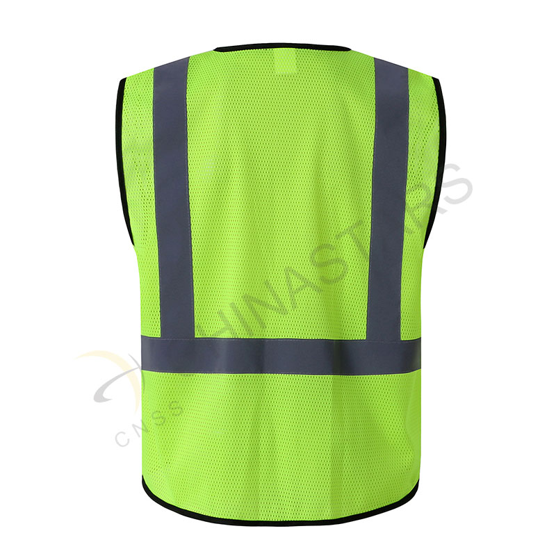 Yellow reflective vest with multifunctional pockets