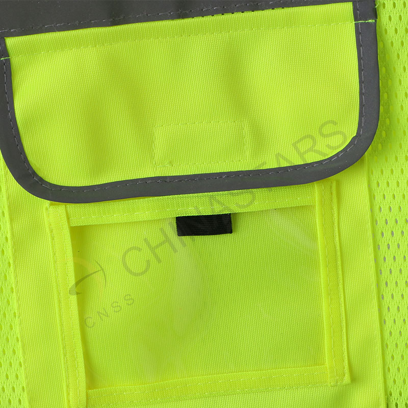 Yellow reflective vest with multifunctional pockets