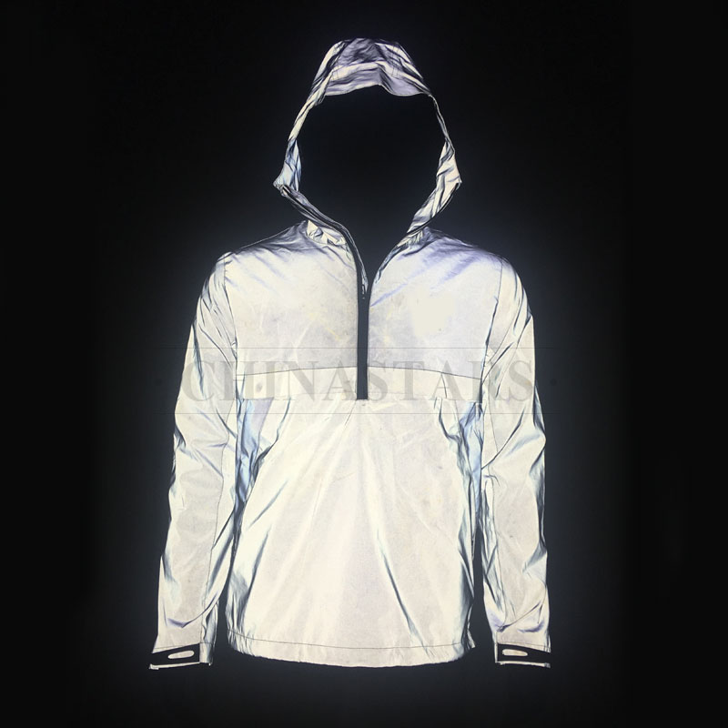 Economical silver grey polyester taffeta reflective fabric 
