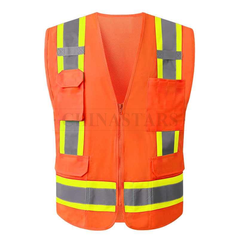 ANSI107 Class 2 Reflective vest With Zipper Closure