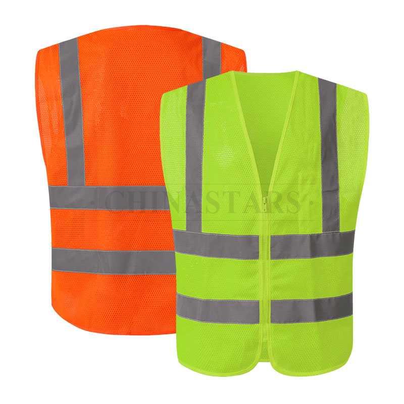 ANSI107 Class 2 mesh reflective vest with zipper closure