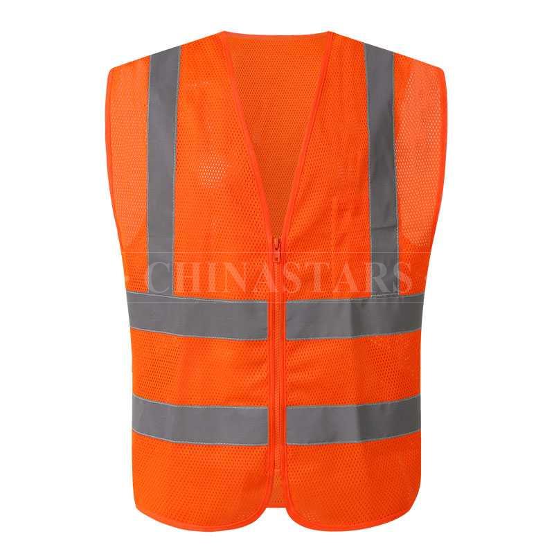 ANSI107 Class 2 mesh reflective vest with zipper closure