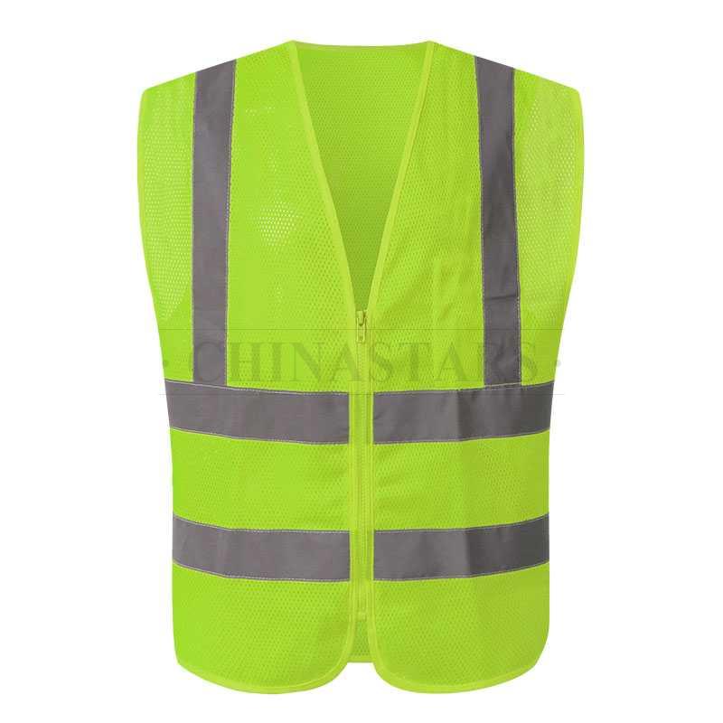 ANSI107 Class 2 mesh reflective vest with zipper closure