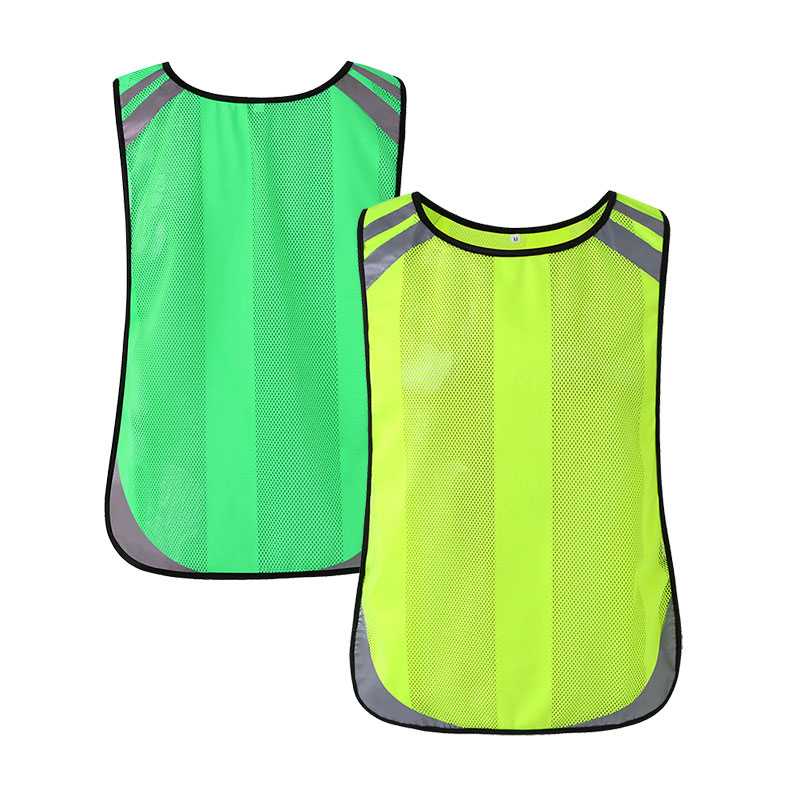 Tricot and mesh fabric safety vest