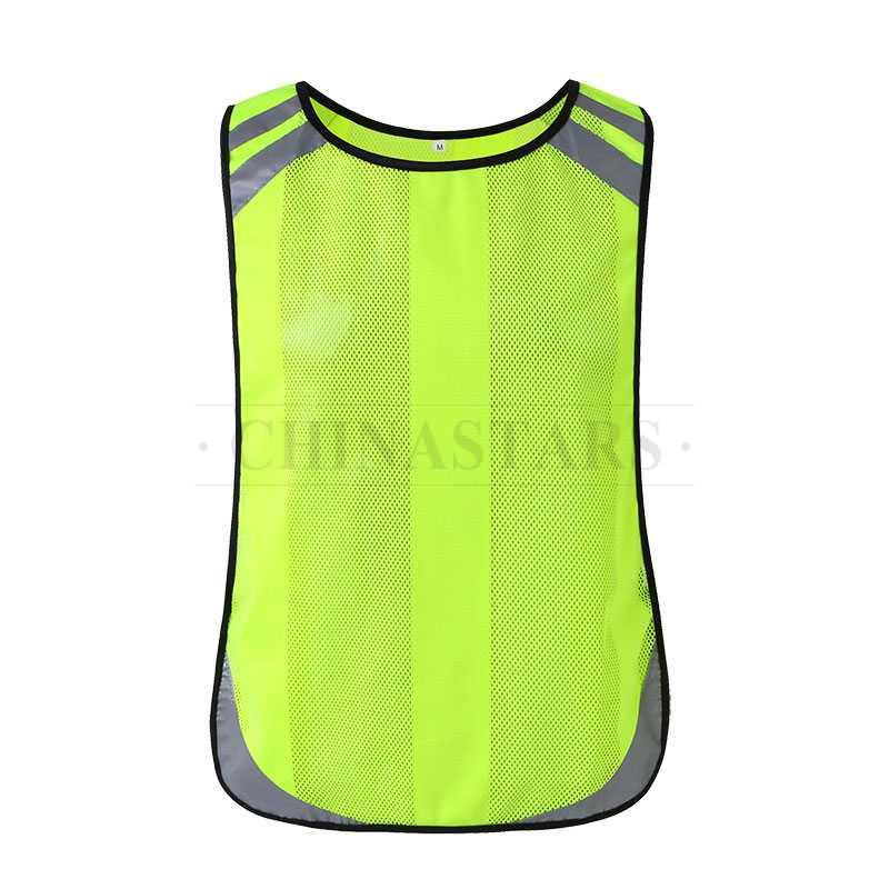 Tricot and mesh fabric safety vest