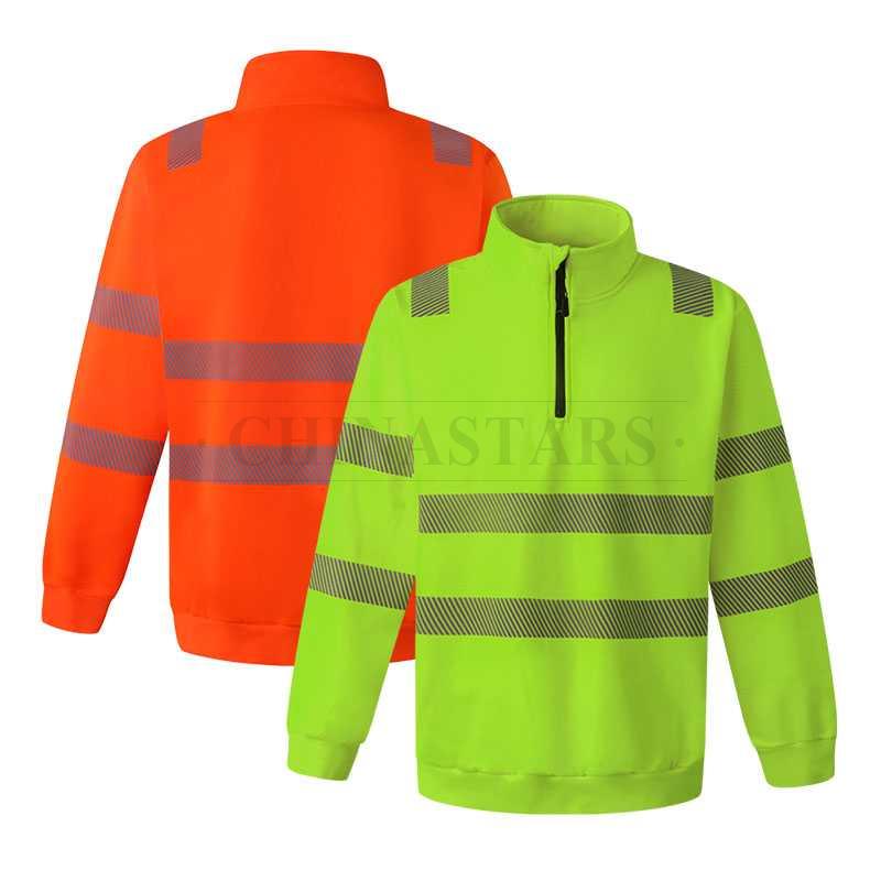 ANSI 107 & EN 20471 Class 3 hi-vis 1/4 zip pullover sweatshirt