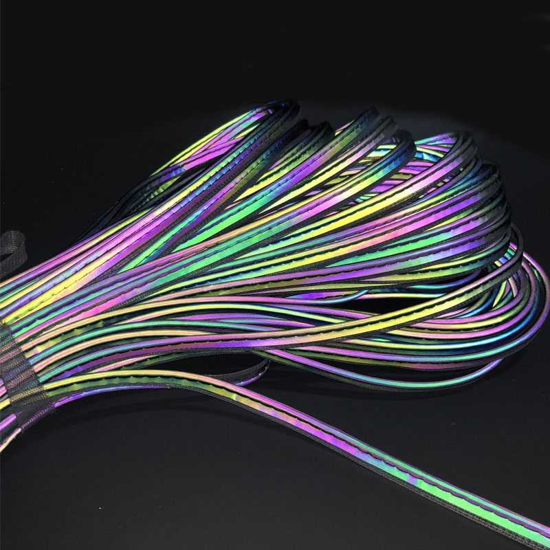 Iridescent rainbow reflective piping tape for clothes