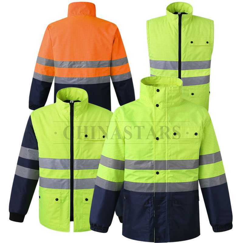 4-in-1 waterproof safety reflective jacket