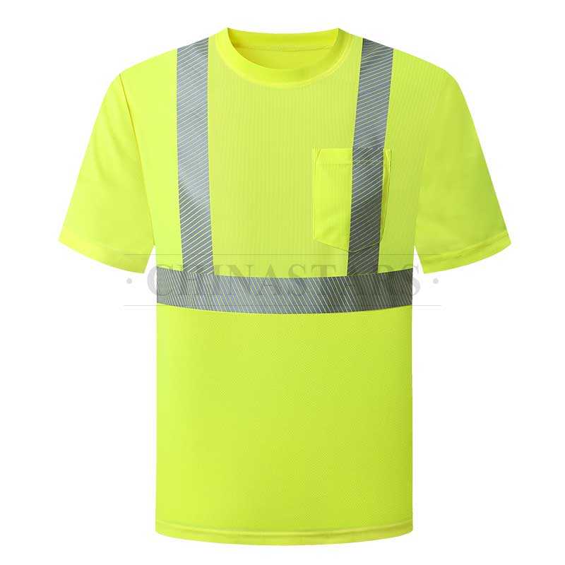 Fluorescent reflective shirt with silver segmented reflective tapes
