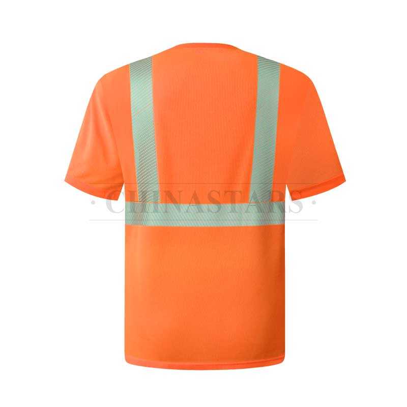 Fluorescent reflective shirt with silver segmented reflective tapes