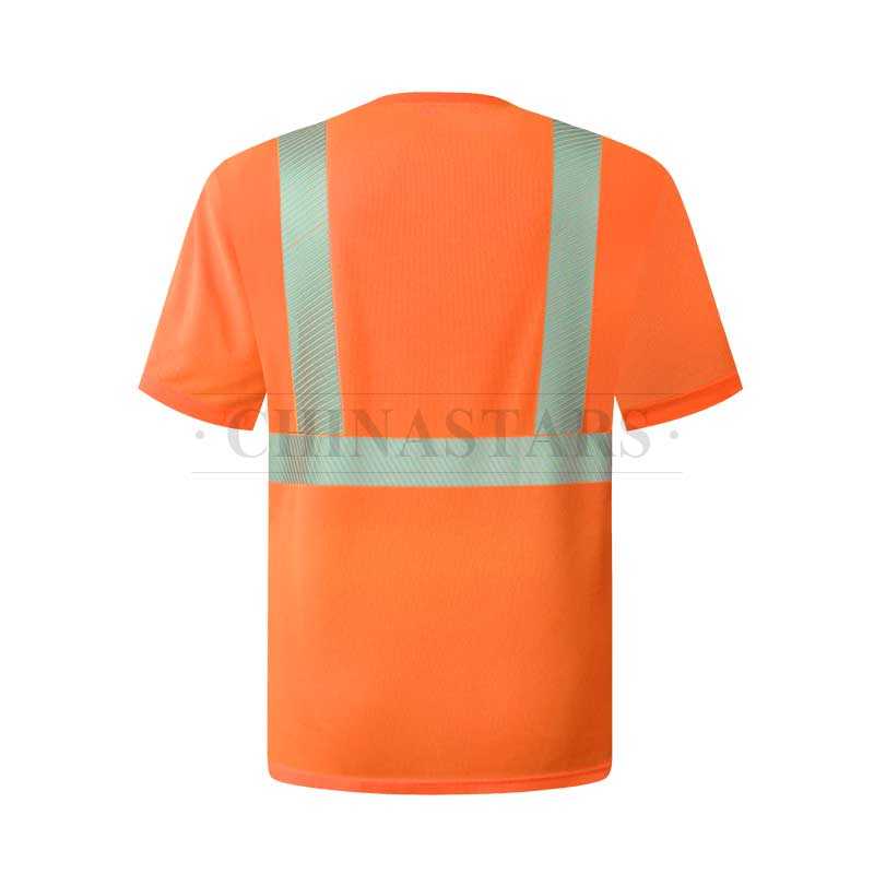 Chemise réfléchissante fluorescente avec bandes réfléchissantes segmentées argentées