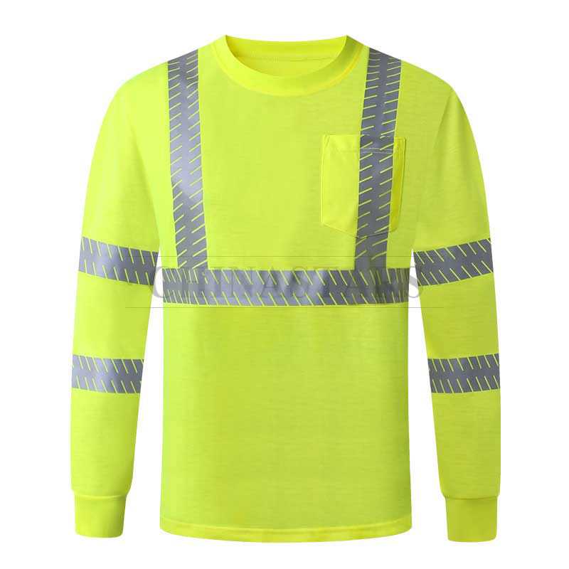 Reflective long sleeve shirt with segmented reflective stripes