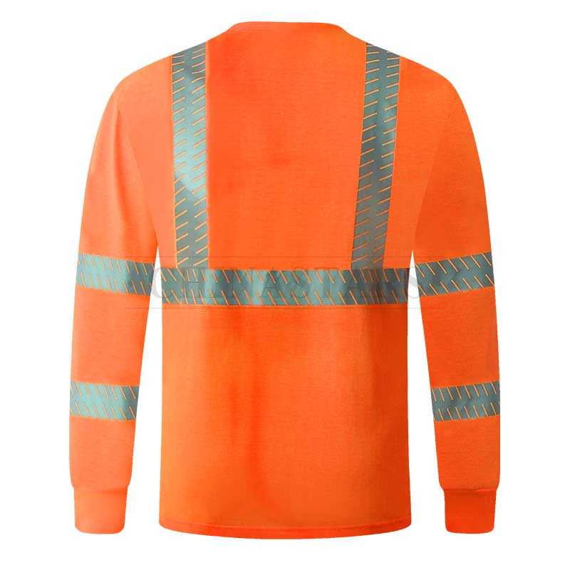 Reflective long sleeve shirt with segmented reflective stripes