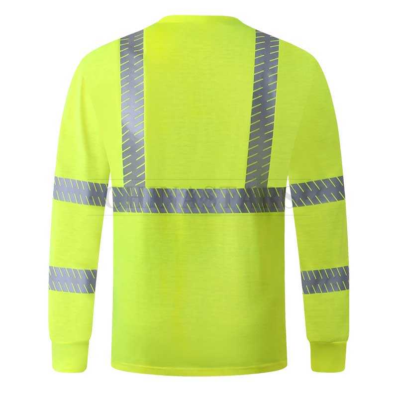 Reflective long sleeve shirt with segmented reflective stripes