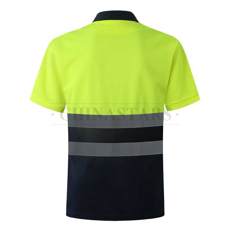 Two tone reflective polo shirt with reflective tape
