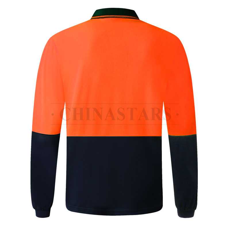 Double color safety long sleeve polo shirt