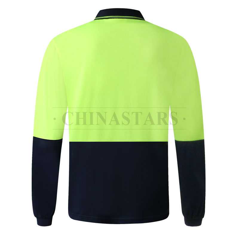 Double color safety long sleeve polo shirt