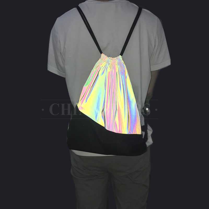 Rainbow Reflective Drawstring Backpack