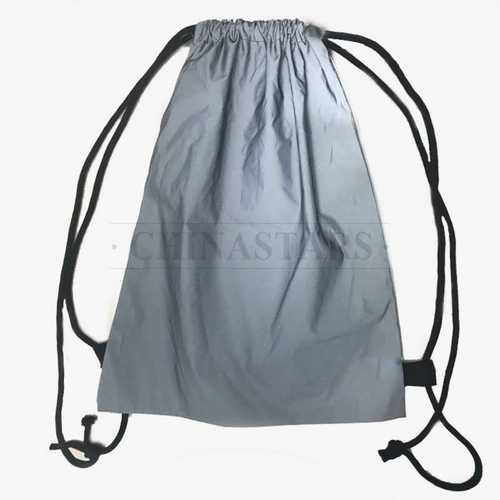 Silver Grey Reflective polyester Drawstring Sports bag