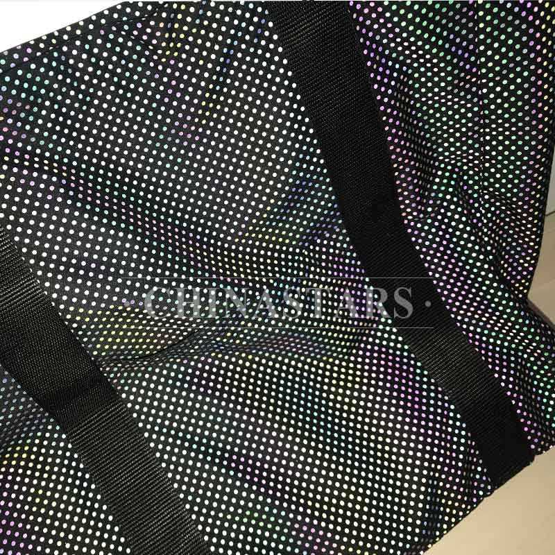 Iridescent reflective-print tote bag with dots pattern