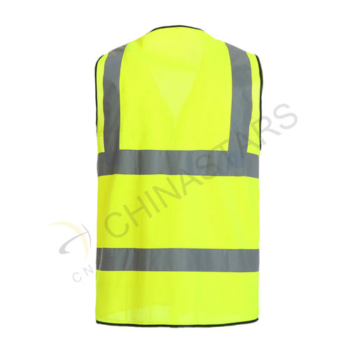 High visibilty yellow reflective vest with pockets