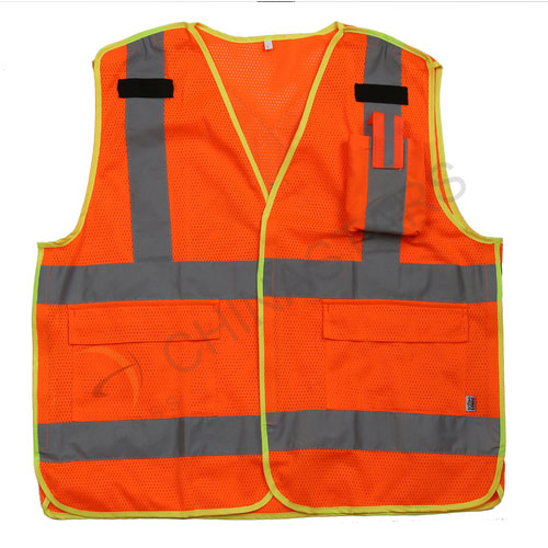Hi viz 메쉬 포켓이 있는 안전 조끼