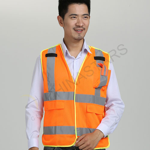 Hi viz 메쉬 포켓이 있는 안전 조끼