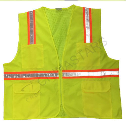 Gilet de sécurité en maille jaune avec ruban prismatique