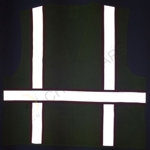 Yellow mesh safety vest with warning stripe