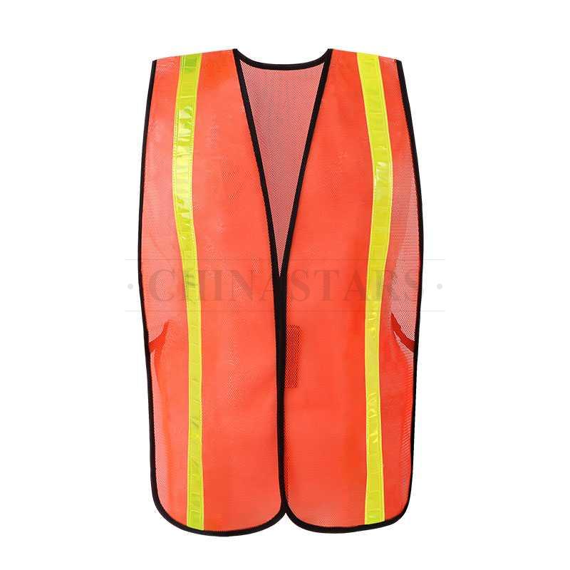 Mesh reflective safety vest with hook and loop closure