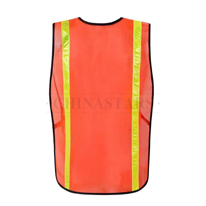Mesh reflective safety vest with hook and loop closure