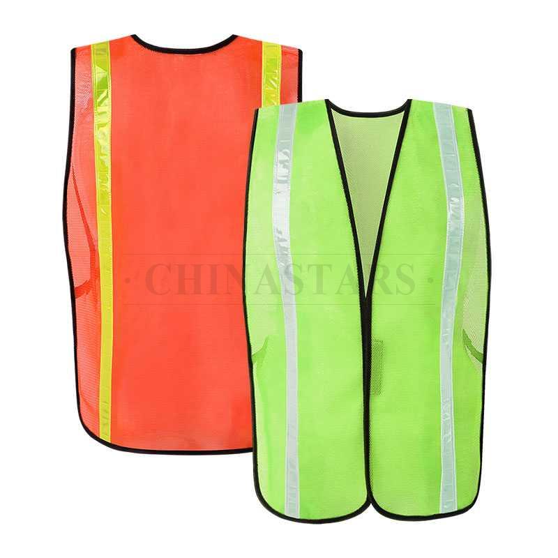 Mesh reflective safety vest with hook and loop closure