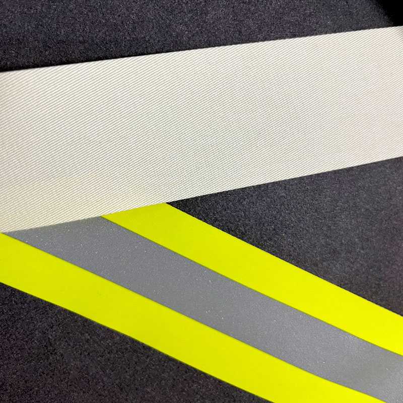 Flame retardant reflective tape yellow-silver-yellow