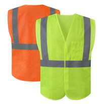 Fluorescent yellow mesh safety vest with reflective tape