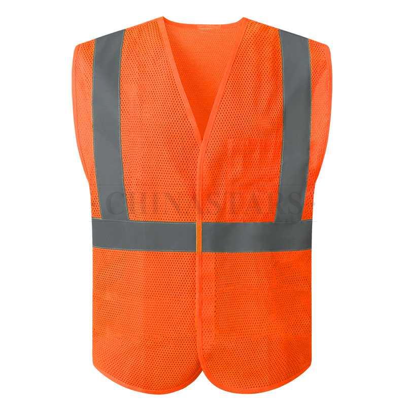 Fluorescent yellow mesh safety vest with reflective tape
