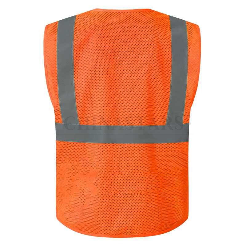 Fluorescent yellow mesh safety vest with reflective tape