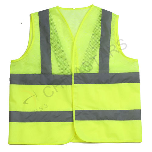 Mesh and solid  safety vest with reflective tape