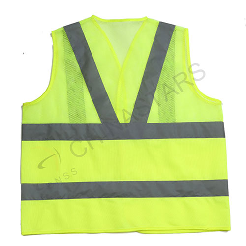 Mesh and solid  safety vest with reflective tape