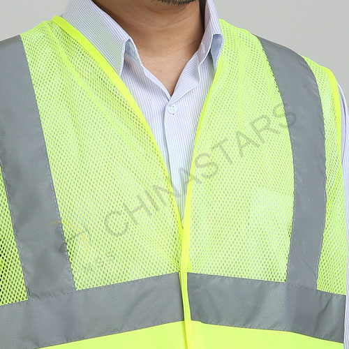 Mesh and solid  safety vest with reflective tape