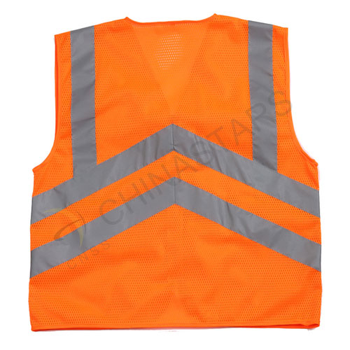 Orange mesh and solid reflective safety vest 