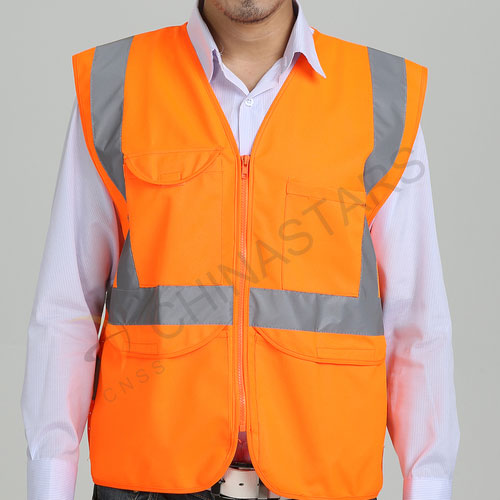 Orange mesh and solid reflective safety vest 